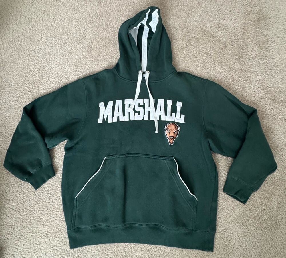 Champion Marshall Thundering Herd Hoodie Green Pullover Mens Large NCAA